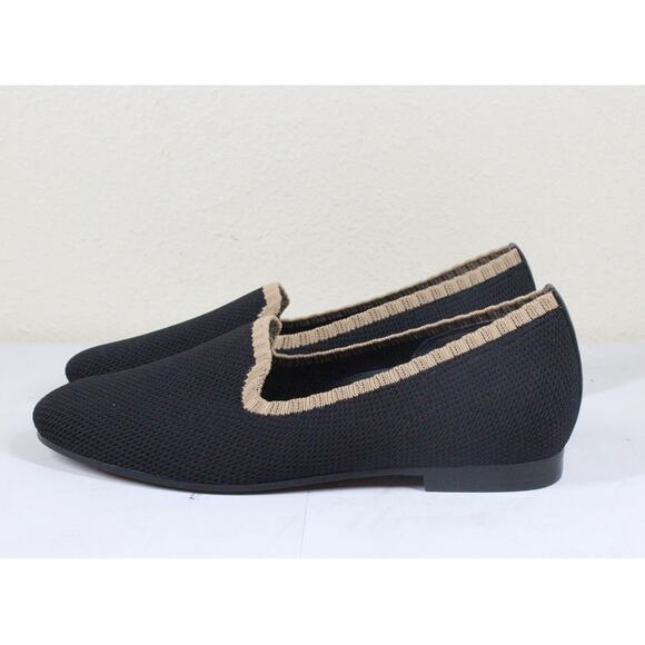 Vionic Willa Knit Slip-on Flat with Arch Support Black with Tan Trim Size 8 NEW - Picture 1 of 4